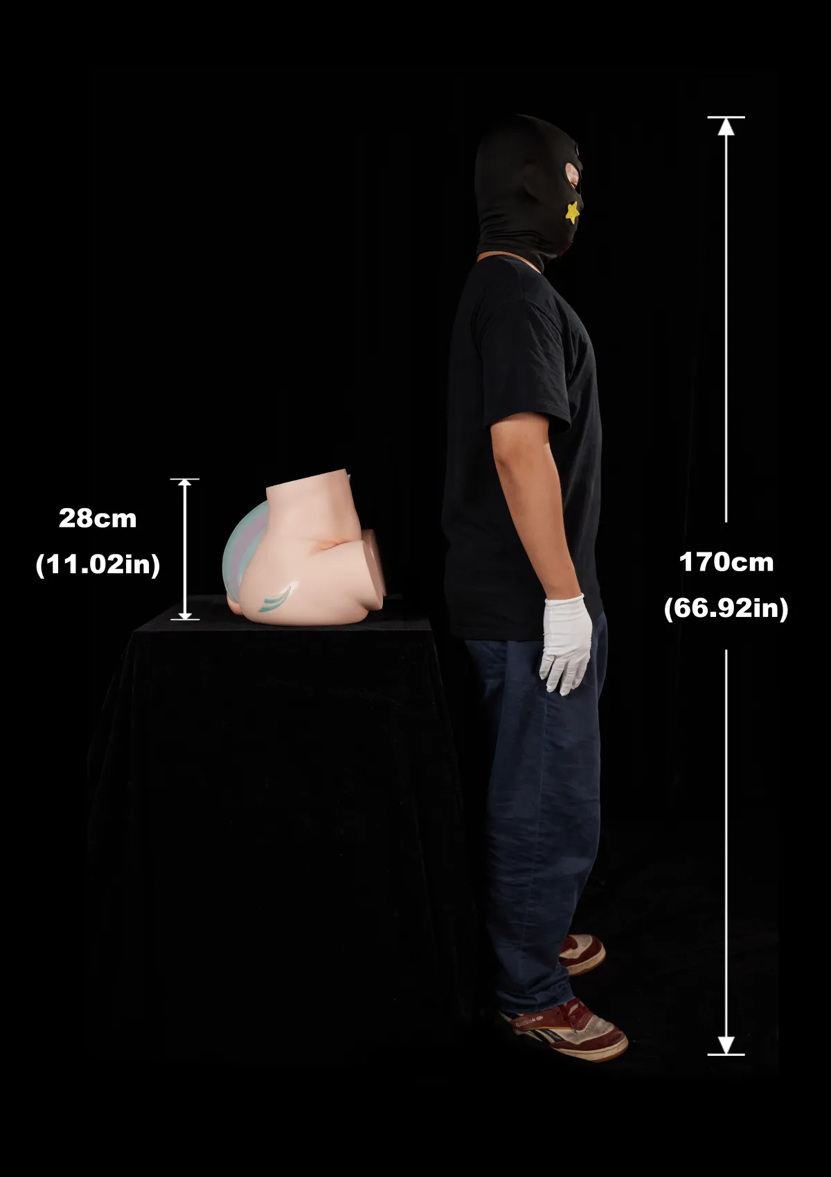 28cm (11.02in) No-Cup Gel butt Silicone Sex Doll PA-Razor, No Head